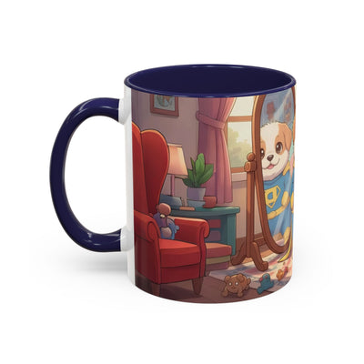 Super Pup Coffee Mug - Cute Puppy in Superhero Costume Accent Mug 11oz