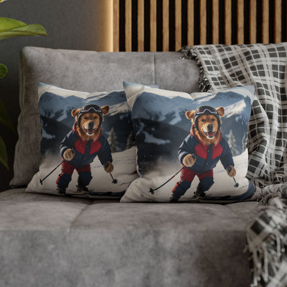 Skiing Dog Graphic Fun & Cozy Decorative Pillowcase