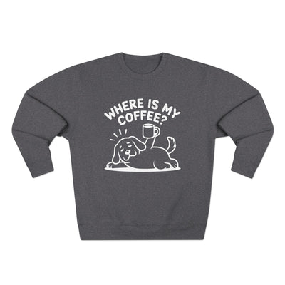 "Where is my coffee?" Dog Outline style 2 Unisex Crewneck Sweatshirt