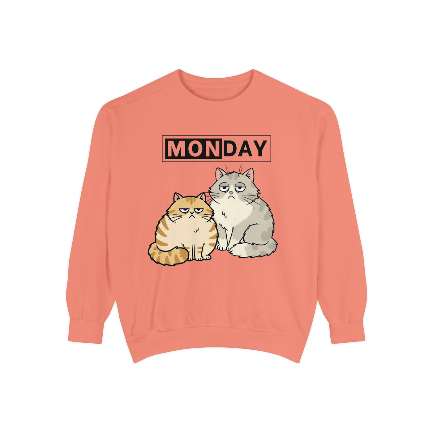 Monday Face Cat Stares Blankly Unisex Crewneck Sweatshirt style 1