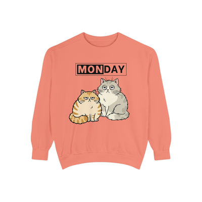 Monday Face Cat Stares Blankly Unisex Crewneck Sweatshirt style 1