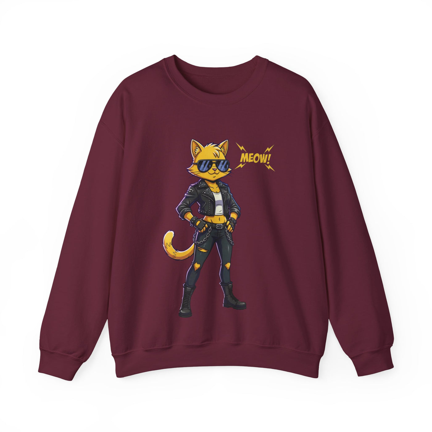 Cool Cat style 4 Unisex Crewneck Sweatshirt | Cozy Gift for Cat Lovers, Casual Wear, Unique Graphic Sweatshirt, Birthday Gift, Everyday Style