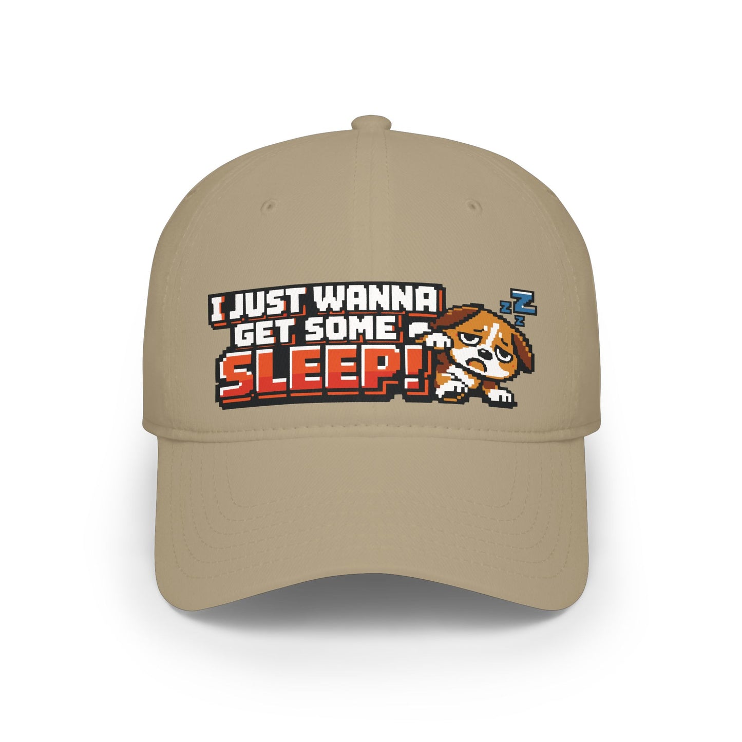 I Just Wanna Get Some Sleep Pixel Dog Low Profile Cap Hat