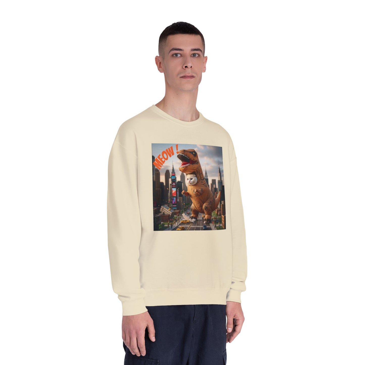 Tyrannosaurus Cat in city Unisex NuBlend Sweatshirt style 1