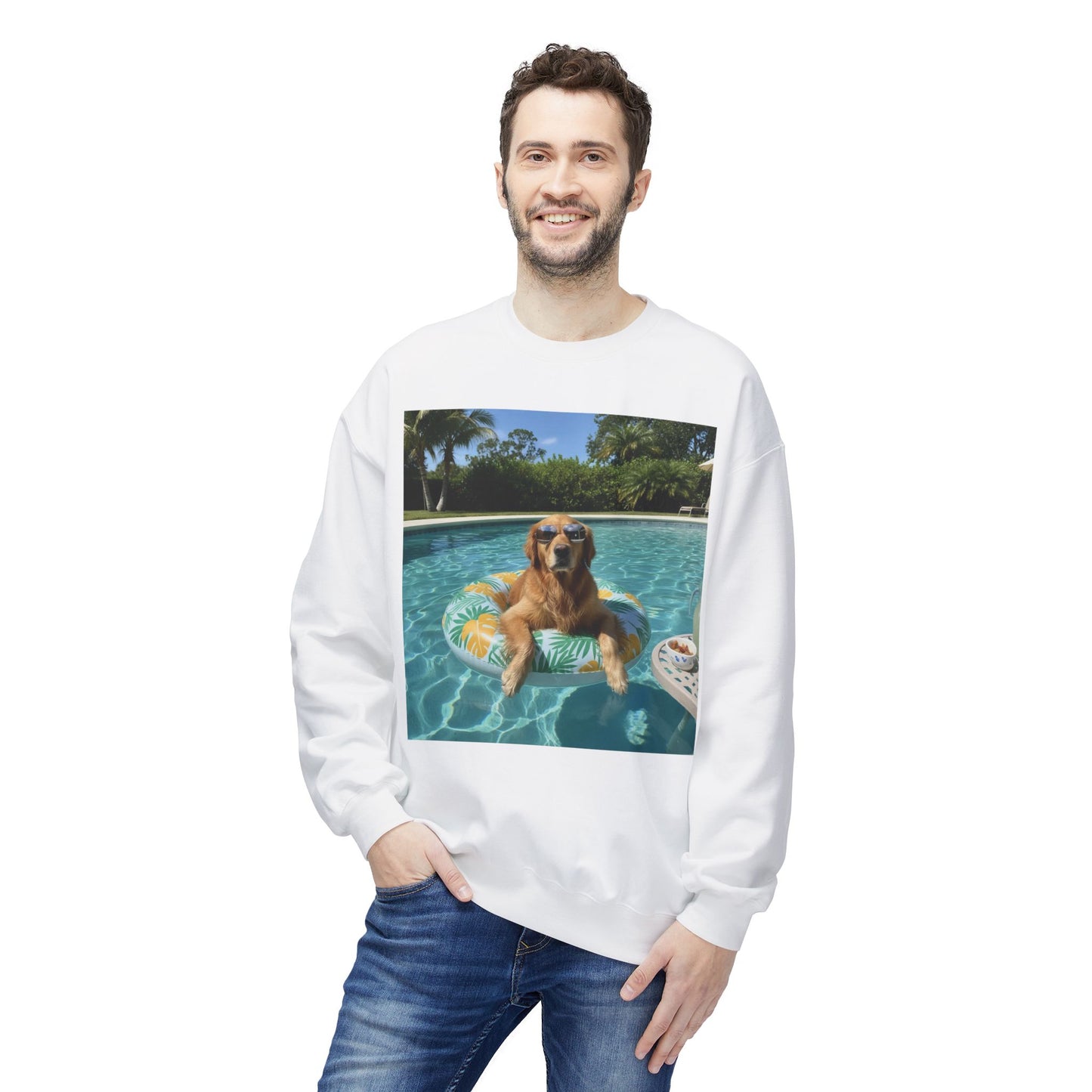 Swimming Pool Vibes Graphic Dog Unisex Crewneck Sweatshirt