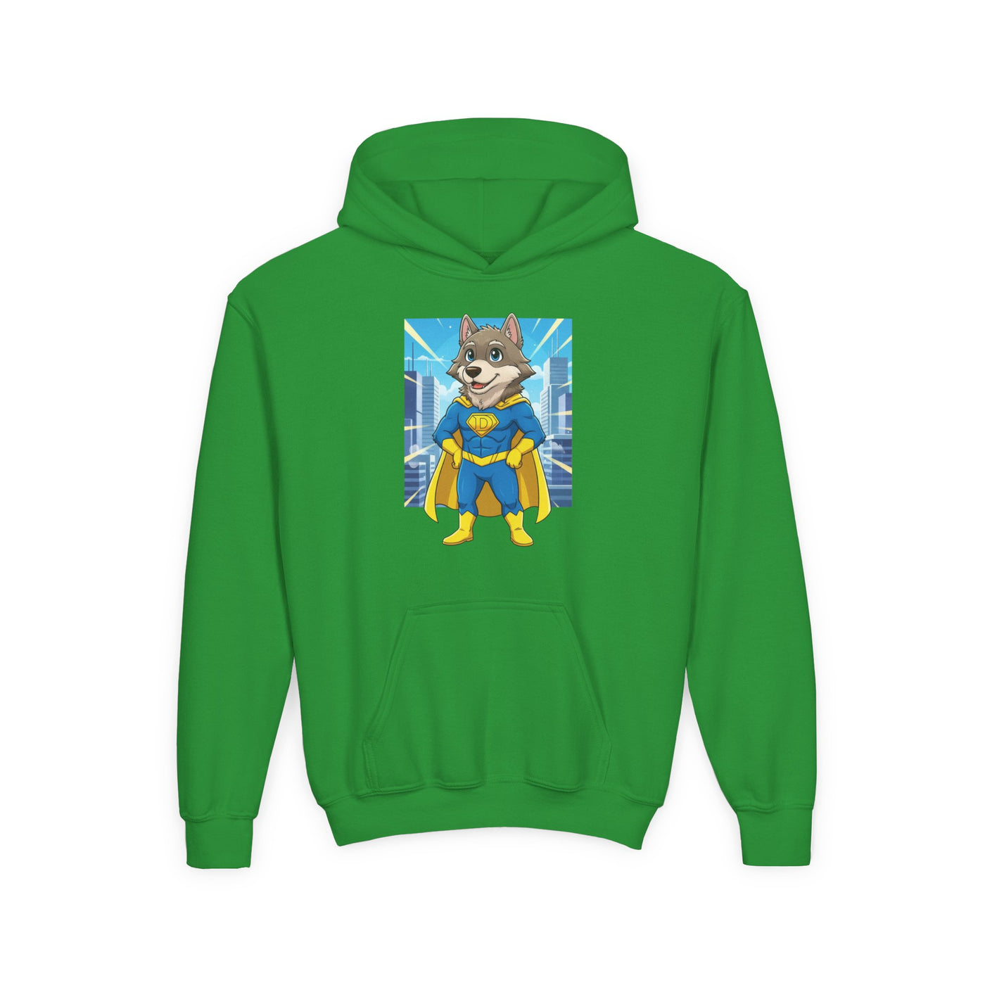 Dog cosplay Superman style 1 Unisex Kids Hoodie - Fun & Cozy Heavy Blend Sweatshirt with Cute Design