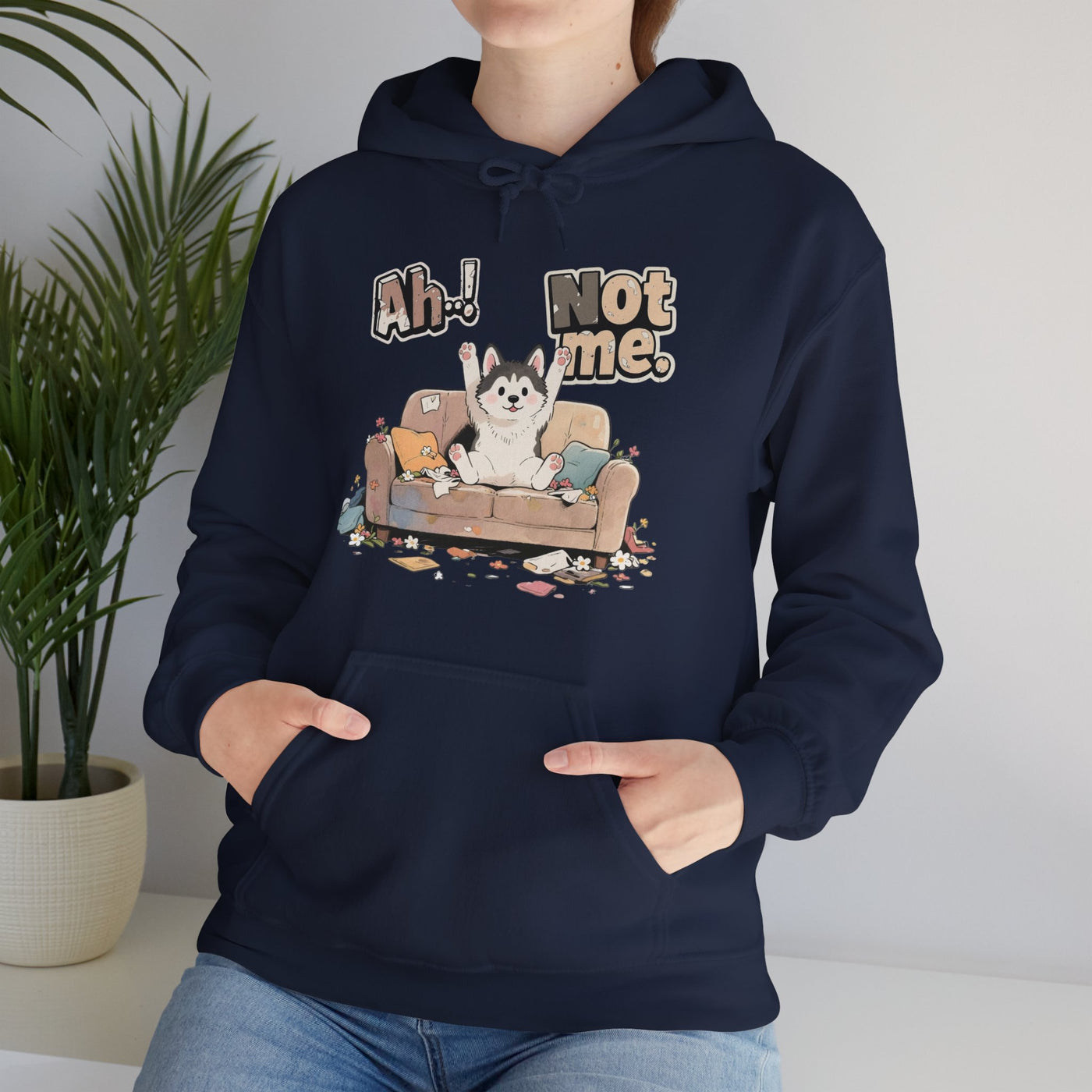 Ah! Not Me. Cute Husky Unisex Pullover Hoodie for Dog Lover