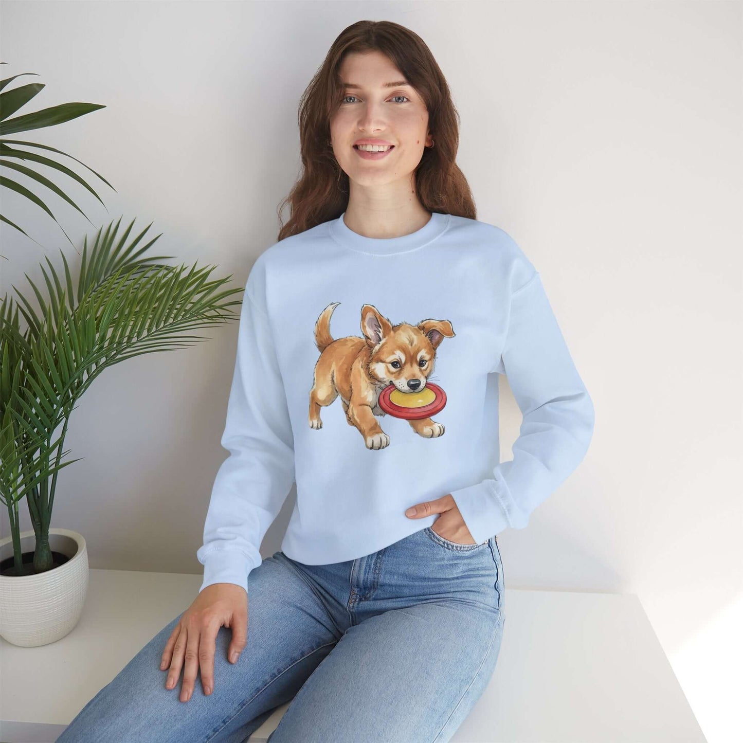 Watercolor Dog painting Unisex Crewneck Sweatshirt style 5