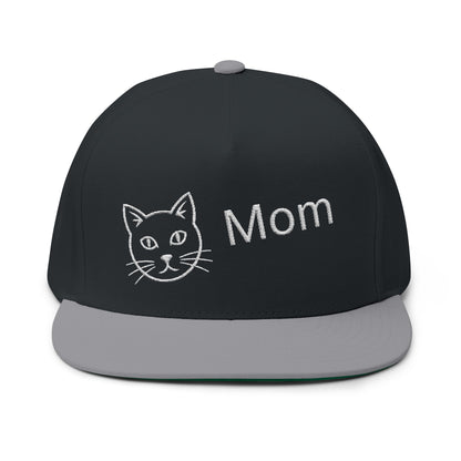 Stylish Embroidered Cat Mom Flat Bill Cap style 2