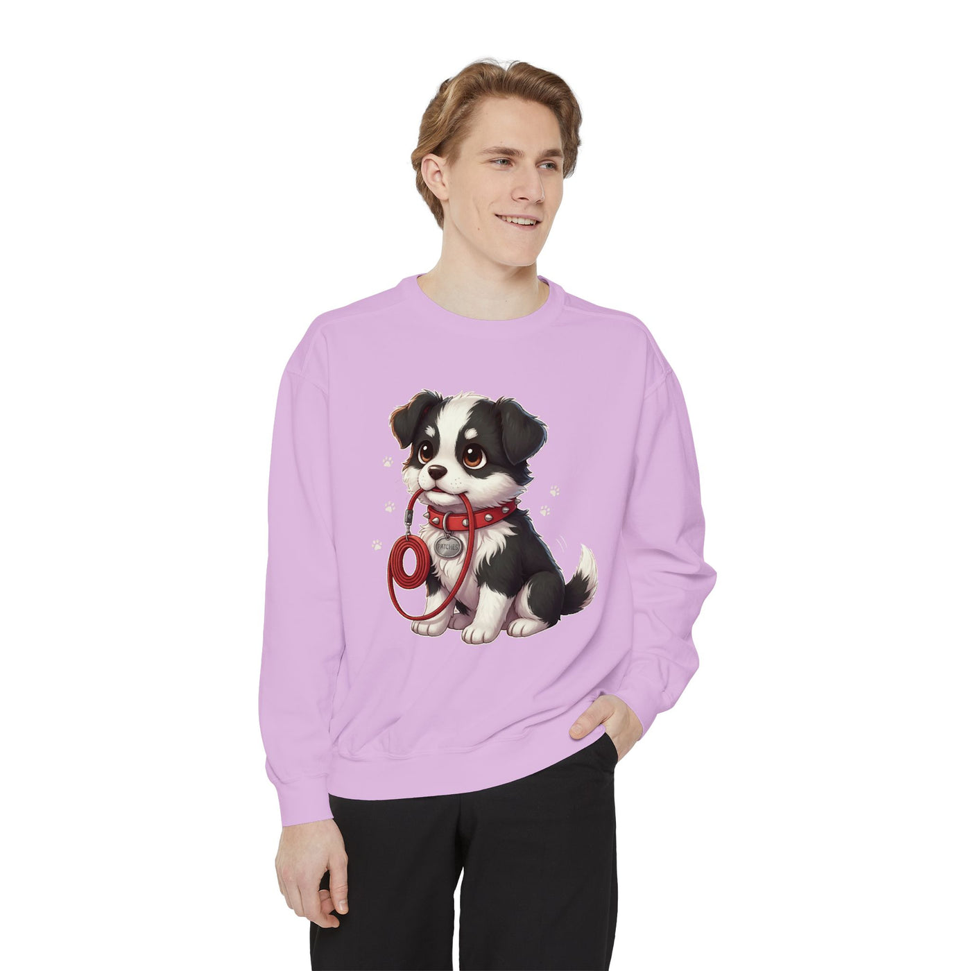 Cute Dog Walk Time style 1 Cozy Graphic Unisex Crewneck Sweatshirt