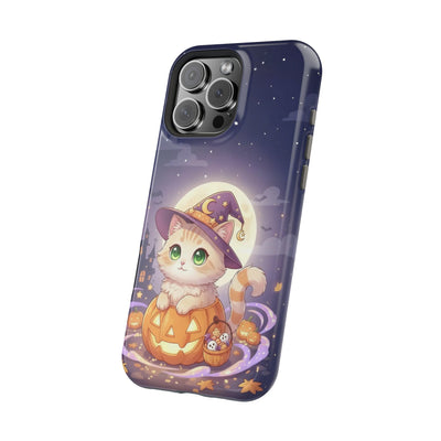 Halloween cute kitten anime style 4 Magnetic Phone Case, Cat Lover Gift, Impact-Resistant iPhone Case, Funny Pet Accessory, Unique Animal Design