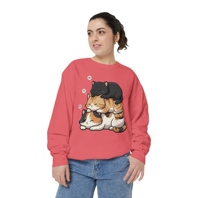 3 Cute Sleeping Cats style 8 Cozy Graphic Unisex Crewneck Sweatshirt