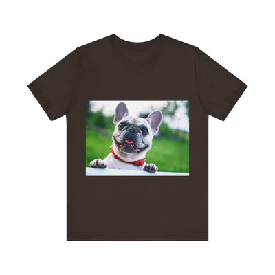 Puppy on the fence - Unisex Jersey Short Sleeve Tee