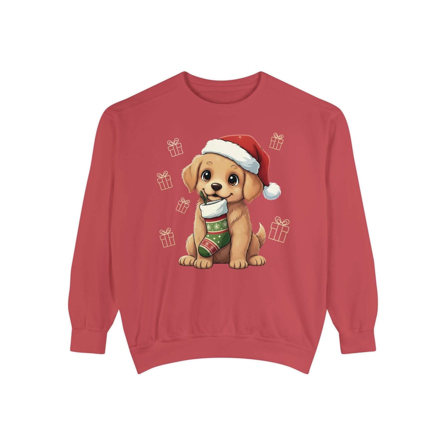 Puppy wait for Christmas presents Unisex Crewneck Sweatshirt style 4