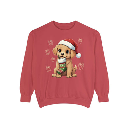 Puppy wait for Christmas presents Unisex Crewneck Sweatshirt style 4