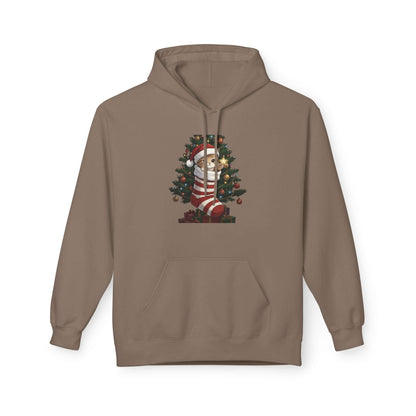Kitten hiding in Christmas stocking Unisex Fleece Hoodie style 3