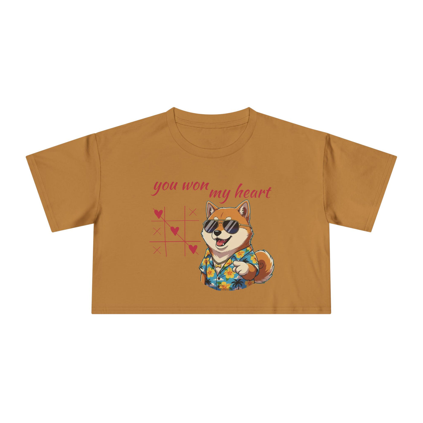 Cute Graphic Crop Tee - 'You Won My Heart', Women's Fashion, Gift for Animal Lovers, Casual Outfit, Summer Style, Funny Shirt