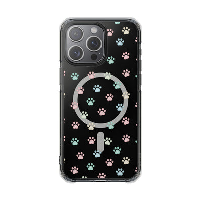 Cute Cat Paw Print Magnetic Clear Case for Pet Lovers