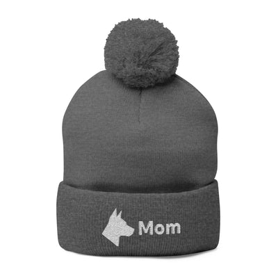 Embroidered Dog Mom Pom-Pom Knit Cap