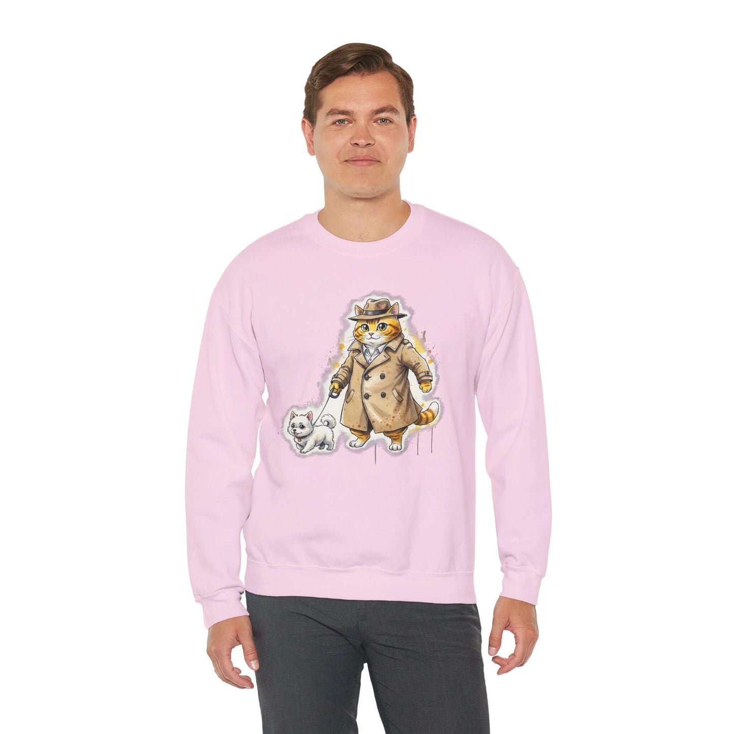 Watercolor Cat & Dog painting Unisex Crewneck Sweatshirt style 1