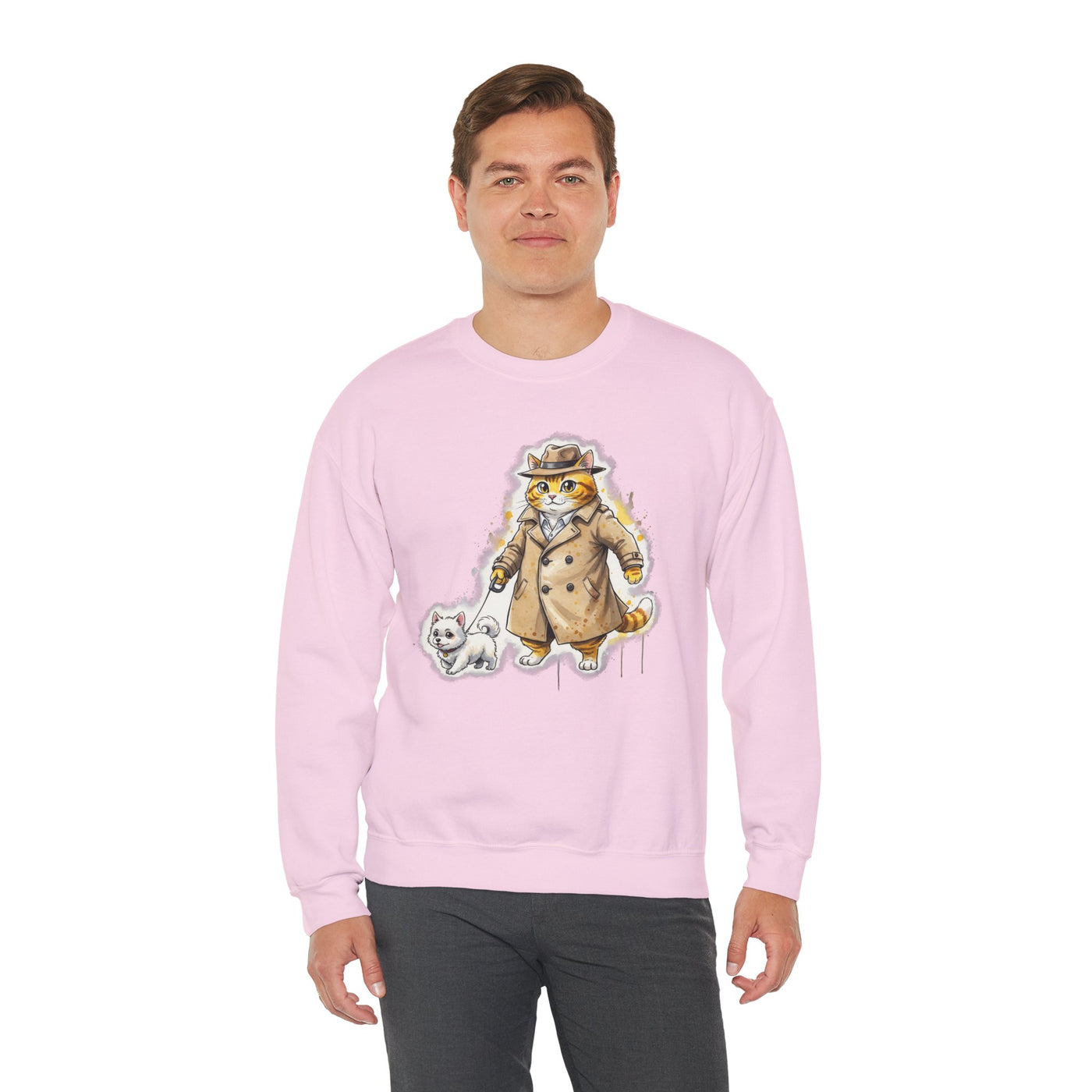 Watercolor painting style 10 Men & Women Cute Cat Pile Crewneck Sweatshirt