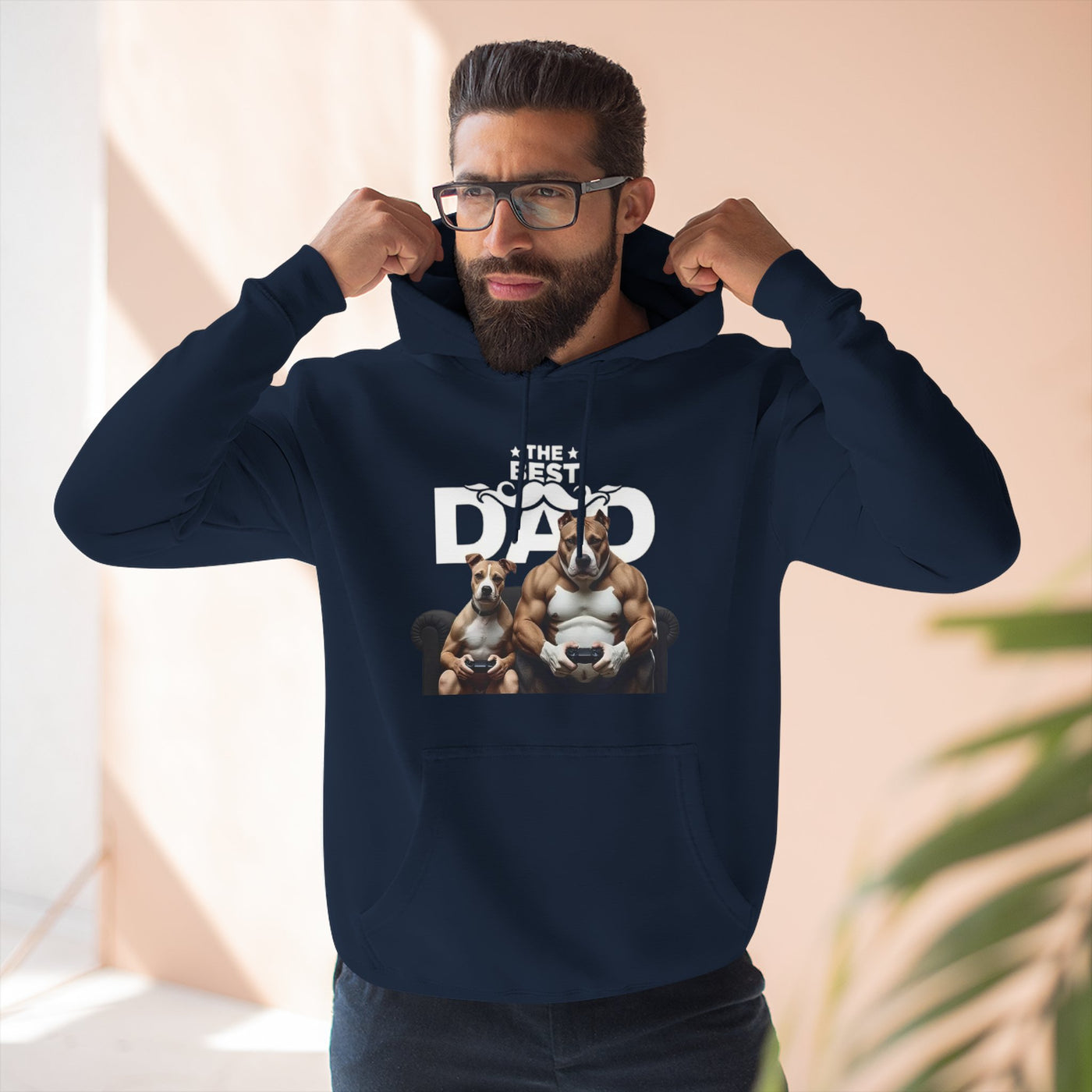 "The Best Dad" Bulldog Father & Puppy Graphic Hoodie