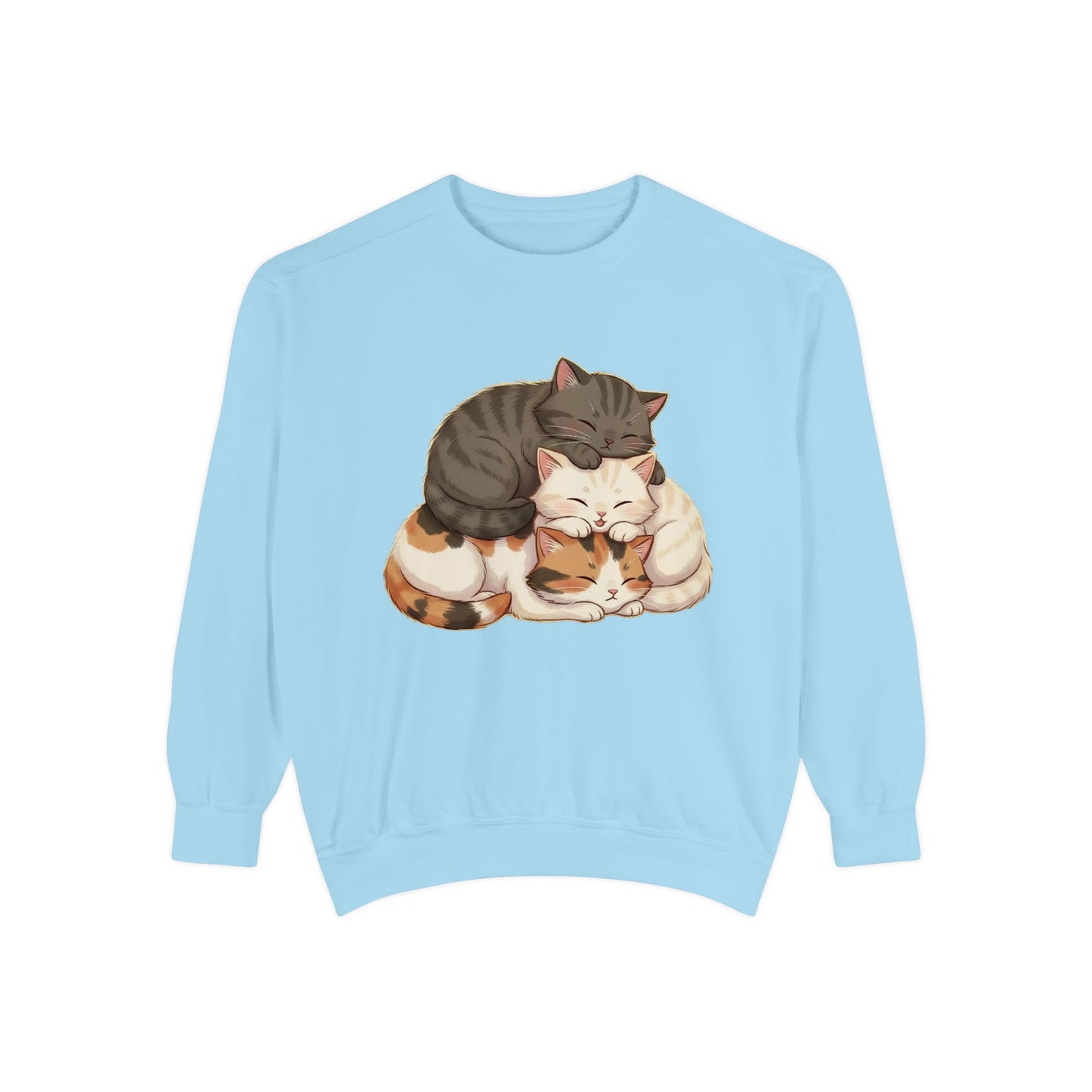 3 Cute Sleeping Cats Cozy Graphic Unisex Crewneck Sweatshirt style 3