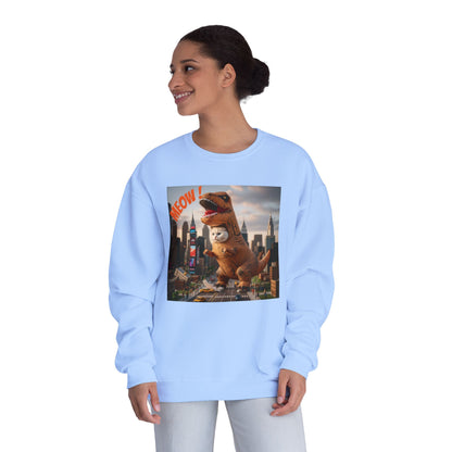 Tyrannosaurus Cat in city Unisex NuBlend Sweatshirt style 1