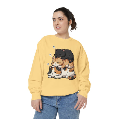 3 Cute Sleeping Cats Cozy Graphic Unisex Crewneck Sweatshirt style 8