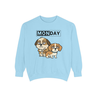 Monday Face Dog Stares Blankly Unisex Crewneck Sweatshirt style 1