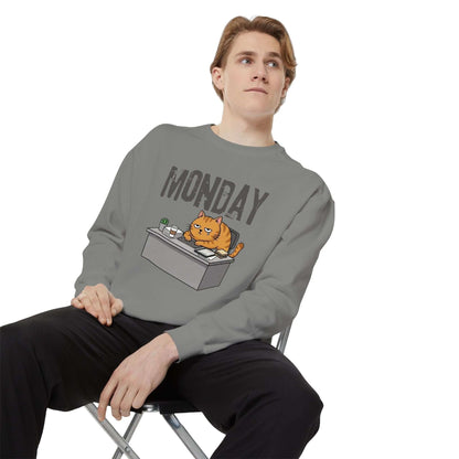 Monday Face Cat Stares Blankly Unisex Crewneck Sweatshirt style 6
