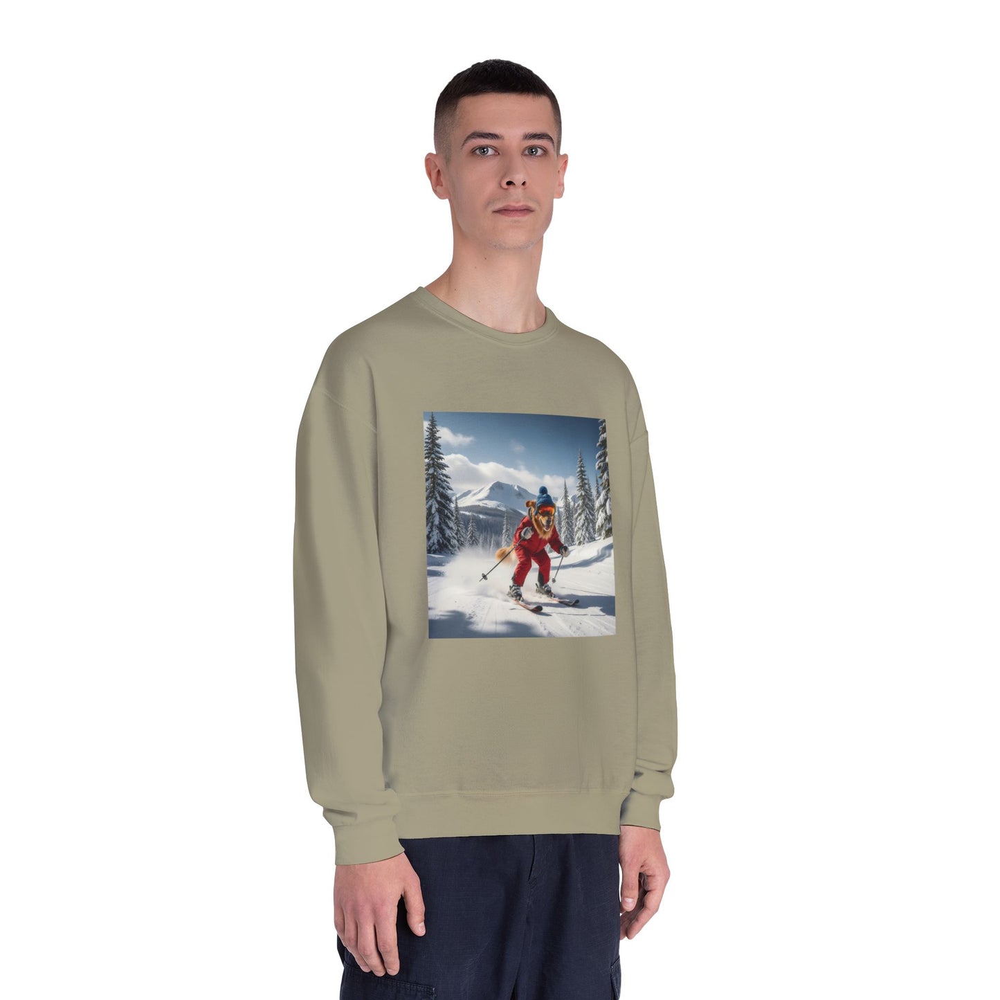 Skiing Dog Graphic Unisex NuBlend Crewneck Sweatshirt
