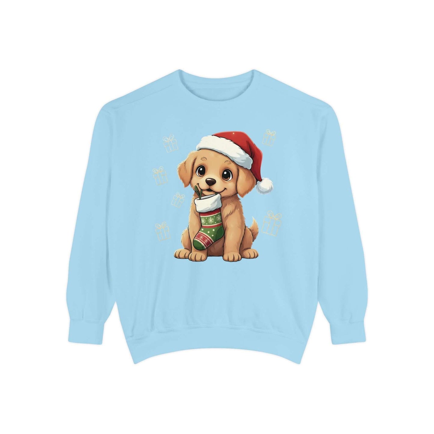 Puppy wait for Christmas presents Unisex Crewneck Sweatshirt style 4