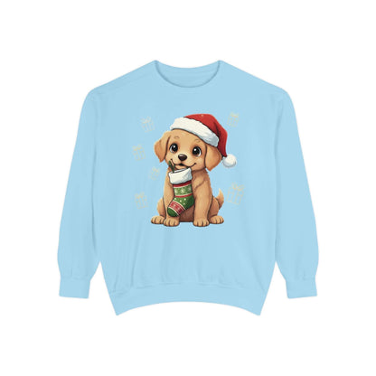 Puppy wait for Christmas presents Unisex Crewneck Sweatshirt style 4