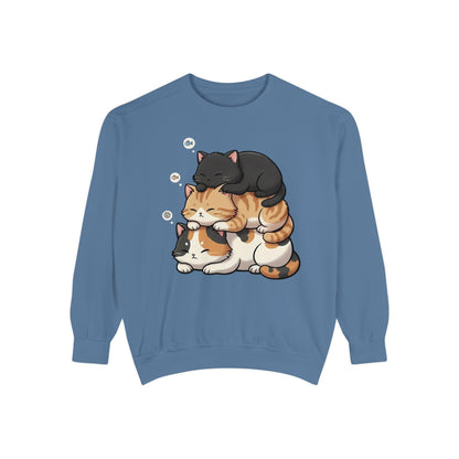 3 Cute Sleeping Cats Cozy Graphic Unisex Crewneck Sweatshirt style 8