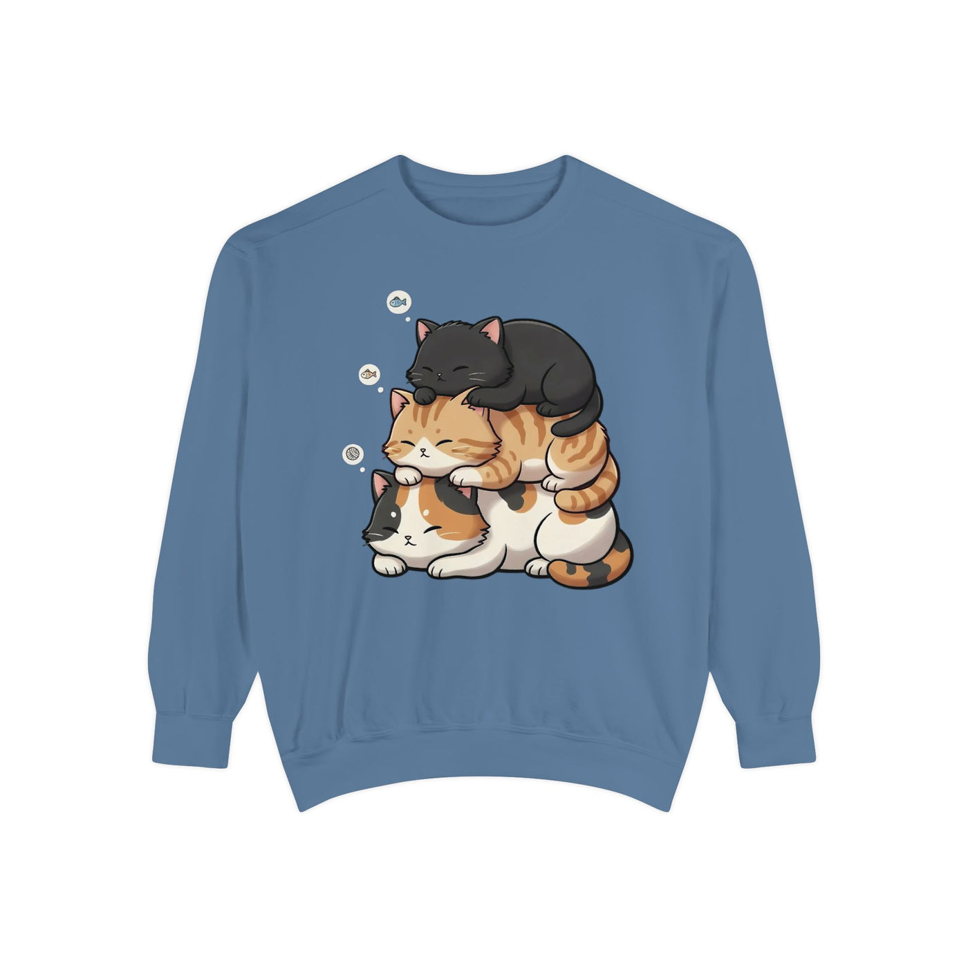 3 Cute Sleeping Cats style 8 Cozy Graphic Unisex Crewneck Sweatshirt