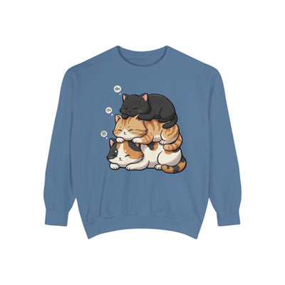 3 Cute Sleeping Cats style 8 Cozy Graphic Unisex Crewneck Sweatshirt