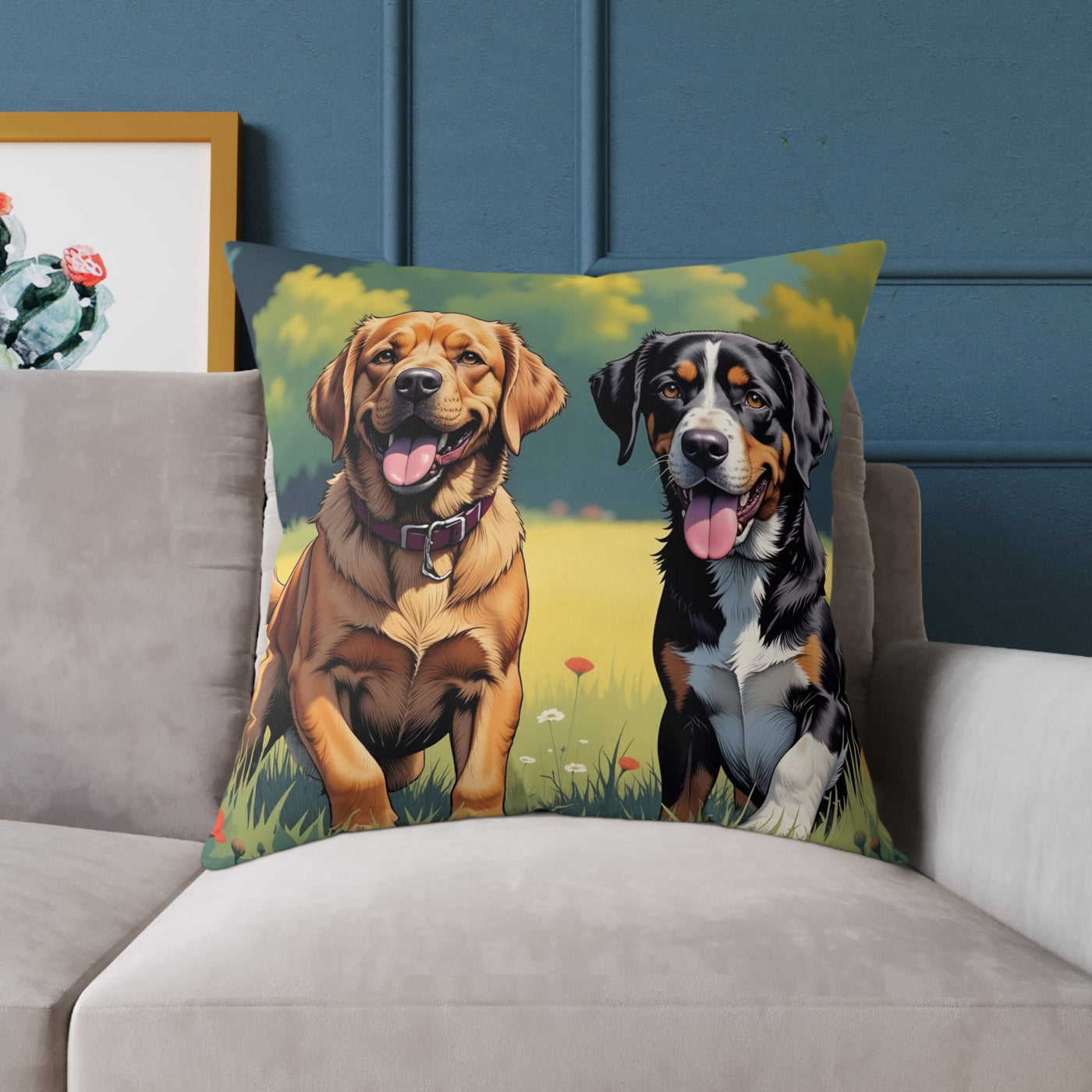 Dog Art style 2 Pillow, Pet Lover Gift, Home Decor, Animal Lover Cushion, Custom Pet Pillow