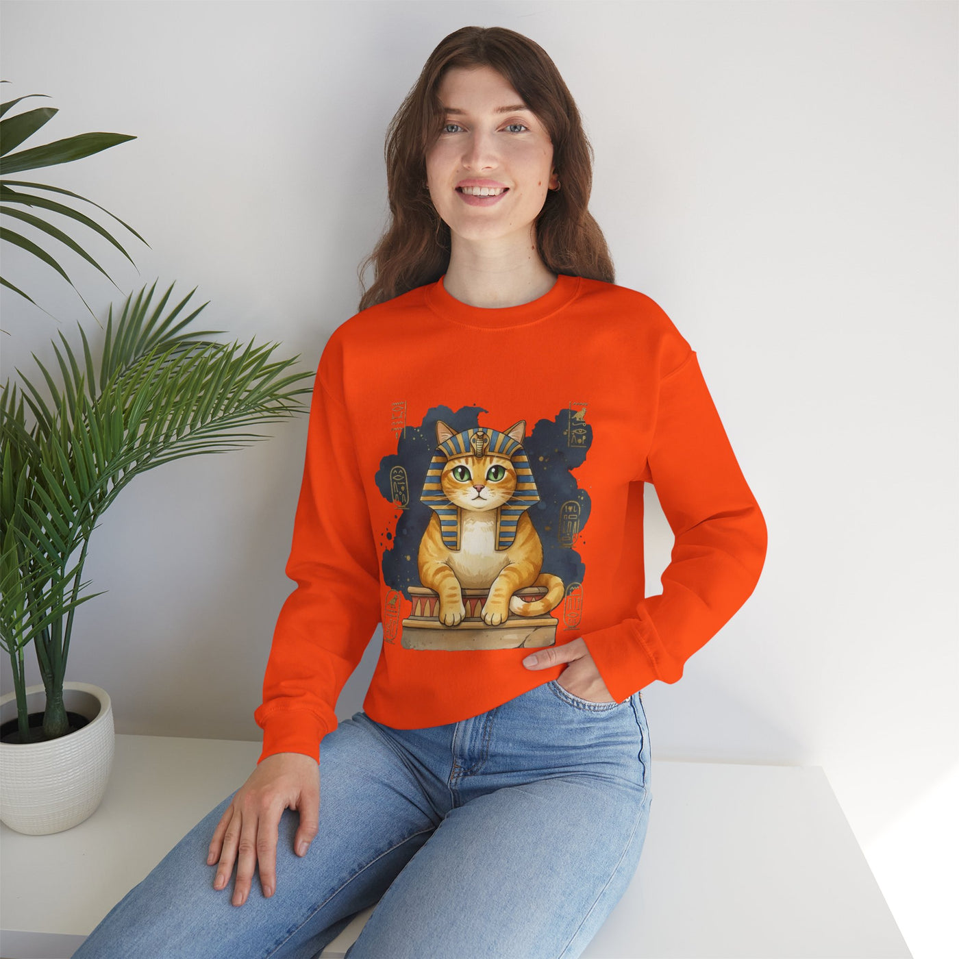 Watercolor painting style 9 Men & Women Cute Cat Pile Crewneck Sweatshirt