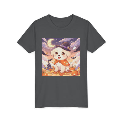 Halloween cute puppy anime style 2 Youth Tee, Short Sleeve T-Shirt, Kids Halloween Apparel, Cute Dog Tee, Fall Outfit for Children