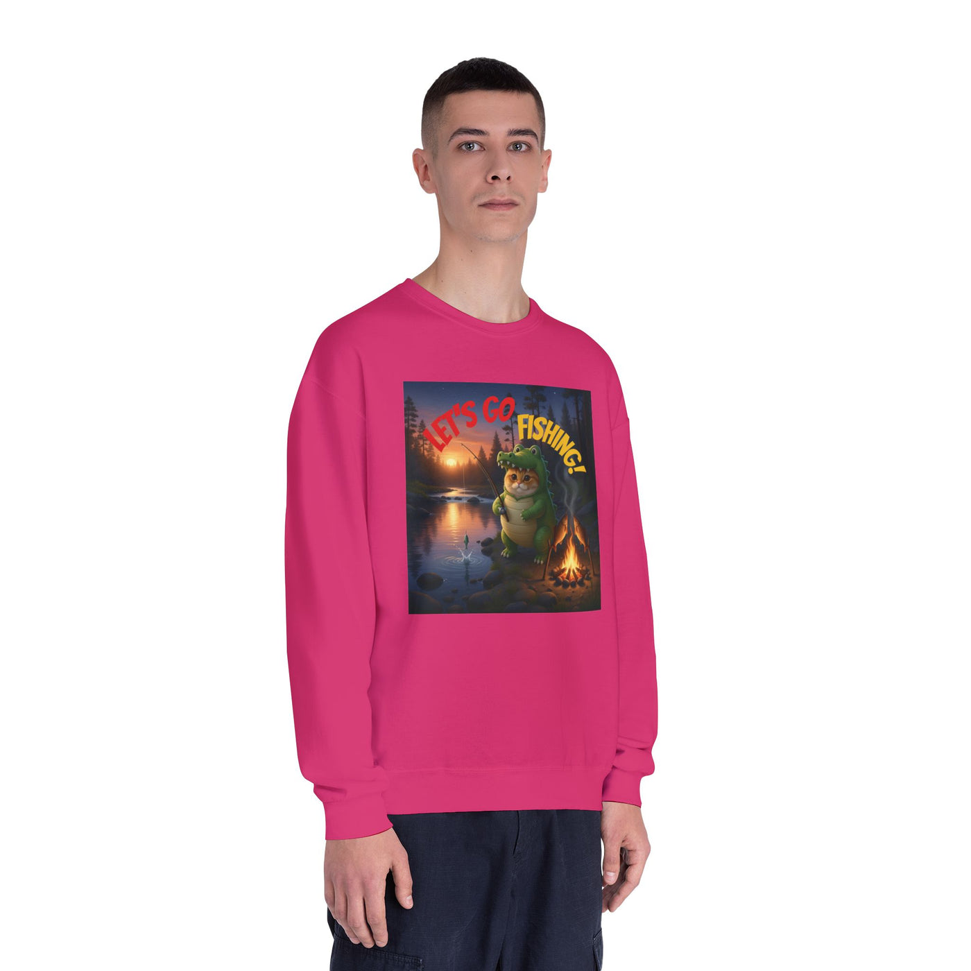 Crocodile Cat Fishing style 2 Unisex NuBlend® Crewneck Sweatshirt