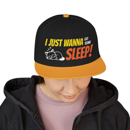 I just wanna get some sleep Embroidered Cute Cat Snapback Hat