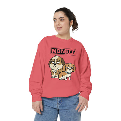 Monday Face Dog Stares Blankly Unisex Crewneck Sweatshirt style 1