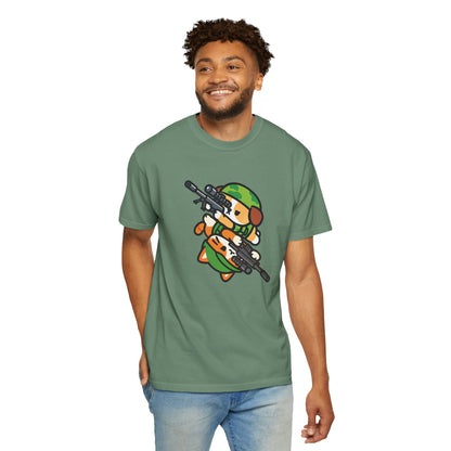 Cute Soldier Sniper Dog & Cat Unisex Graphic T-Shirt