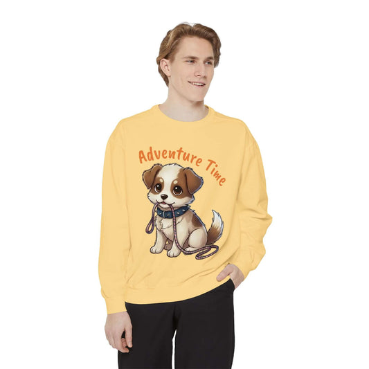 Cute Dog Walk Time Graphic Unisex Crewneck Sweatshirt style 4