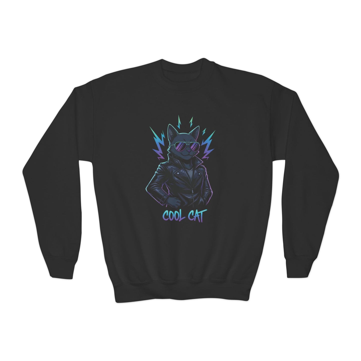 Cool Cat - Cozy Unisex Youth Crewneck Sweatshirt style 1