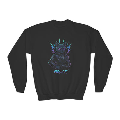 Cool Cat style 1 Youth Crewneck Sweatshirt - Cozy & Cute