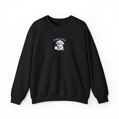 Coffee Time Dog Embroidered style 2 Unisex Crewneck Sweatshirt