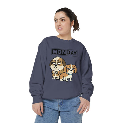 Monday Face Dog Stares Blankly Unisex Crewneck Sweatshirt style 1
