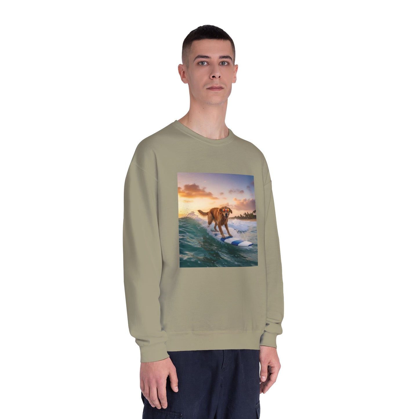 Surfing Dog Graphic Unisex NuBlend Crewneck Sweatshirt style 1